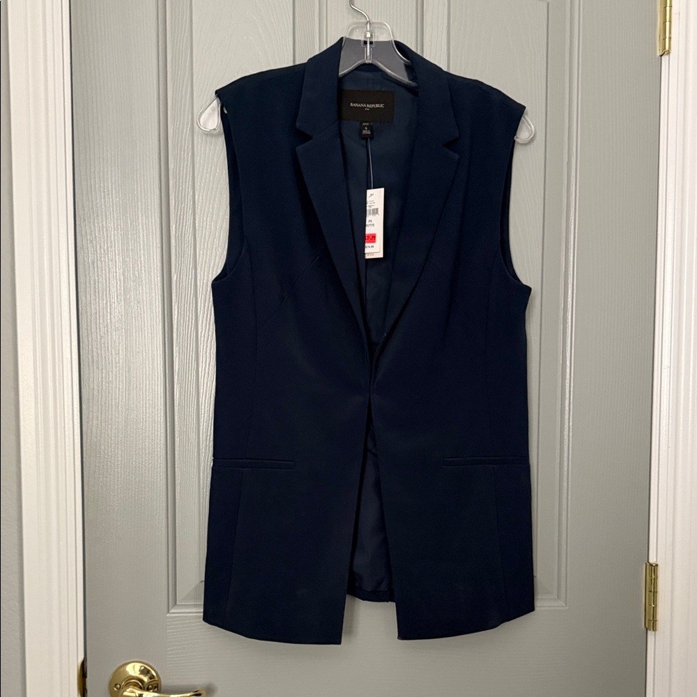 Banana Republic Dark Navy Sleeveless Blazer Vest